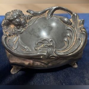 Vintage, Art Nouveau Style, Silver-Plated Decorative Trinket Box